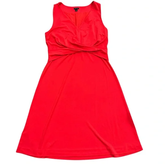 Ann Taylor Vibrant Red Twist Matte Jersey Flare Dress Women’s Small - Picture 3 of 5